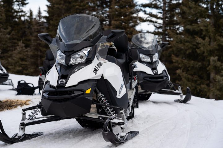 two ski doo snowmobiles
